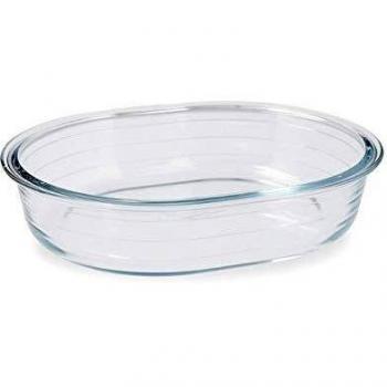 Fuente Ovalada de Horno Pyrex 1.5 L, 25x20cm, Boro Transparente, Resistente a Rayaduras, Apta para Microondas y Congelador, Garantía 10 años