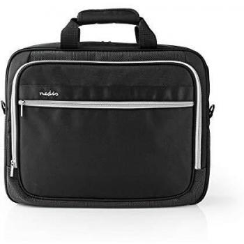 NEDIS - Maletín para ordenador portátil - Maletín para portátil - Maletín - Bolso de hombro - Cinturón para llevar - 17-18 - 10 compartimentos - Poliéster - Negro/Gris