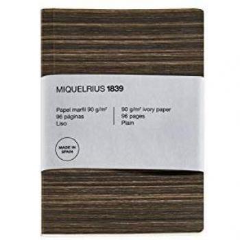 Miquelrius - Cuaderno Reciclado, Cubierta de Papel con Aspecto Madera, Tamaño A5, 148 x 210 mm, 96 Páginas Lisas de 90 g/m² de color Marfil, Diseño Madera