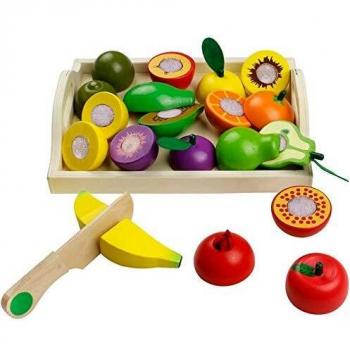 jerryvon Frutas y Verduras Juguete para Cortar Frutas Verduras Juguetes Montessori Comida Madera Cocinas de Juguete para Niños Regalos para Cumpleaños Infantiles