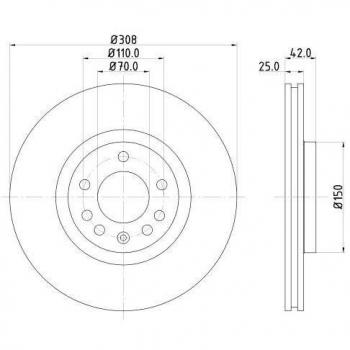 Disco de freno HELLA 8DD 355 127-721 Alta Carbono para OPEL Astra H Caravan, Corsa D, Zafira B y SAAB 9-5