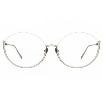Linda Farrow RAE LFL1144 C7 Women’s Eyeglasses Silver Size 65 (Frame Only) - Blue Light Block Available