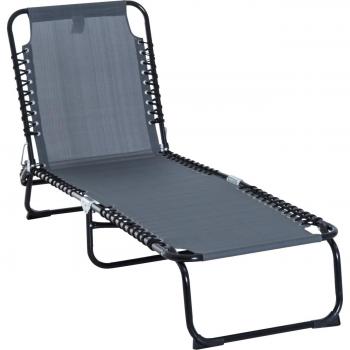 Outsunny Tumbona Plegable y Ajustable de 4 Posiciones