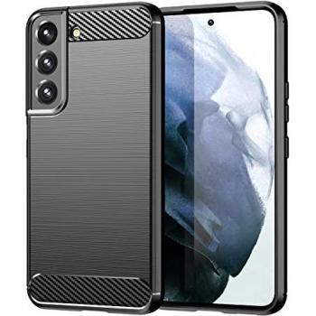 Funda Protectora Antigolpes de Silicona Negra con Diseño de Fibra de Carbono para Samsung Galaxy S23 Plus - Resistente y Compatible con Carga Inalámbrica