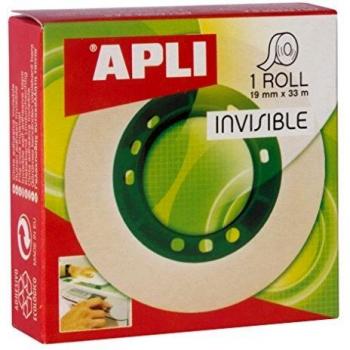 APLI 11036 - Cinta adhesiva celo invisible 19 mm x 33 m