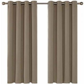 Deconovo Cortinas Opacas de Salón Dormitorio Infantil Moderno Aislantes Luz con Ojales 2 Piezas 132 x 160 cm Caqui