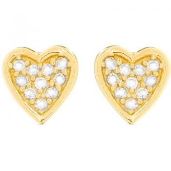 Pendientes de Plata de Ley 925 con Circonita Brillante y Baño de Oro Amarillo de 18k en Forma de Corazón Luxenter