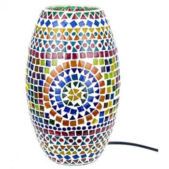 Lámpara de Mesa Árabe Multicolor Cilindro 30x18x18 cm - Lámpara Mosaico Marroquí