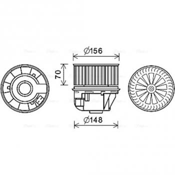 Ventilador interior eléctrico AVA COOLING FD8613 con motor eléctrico, diseñado para el habitáculo, proporciona un flujo de aire eficiente y silencioso