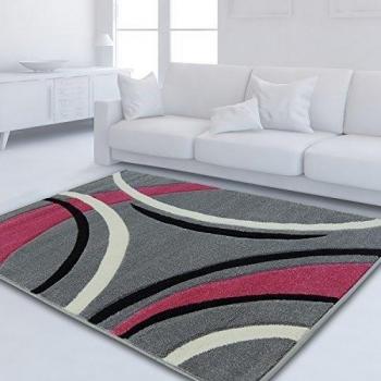 PHC - Alfombra, diseño moderno de gran calidad Salón Moda Arco gris rosa y crema. tamaños, polipropileno, grau pink creme, 240 cm_x_340 cm