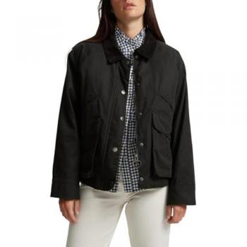 Chaqueta Encerada Verde para Mujer con Forro de Borrego Desmontable Talla S