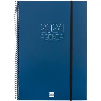 Finocam Agenda Anual 2024 Opaque E40 SVH Azul Espiral Semana Vista Horizontal 210x297mm