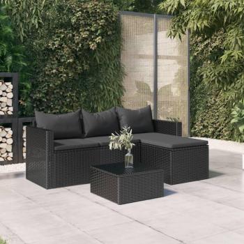Black Poly Rattan Garden Lounge Set