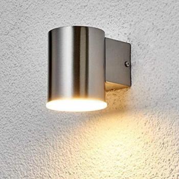 Aplique de pared exterior LED redondo Morena acero inoxidable