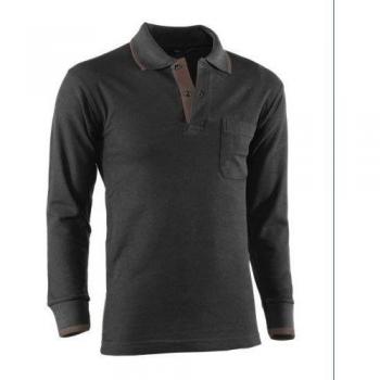 POLO PIQUE MANGA LARGA FLEX NEGRO/MARRON 691/L