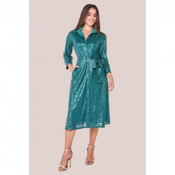 Emerald Green Sequin Skater Dress