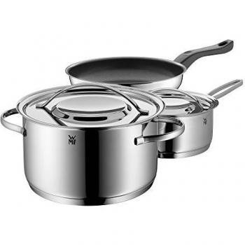 WMF Gala Plus Set Batería de Ollas, 3 Piezas, Apta para Todo Tipo de Cocinas Incluso Inducción, Acero Inoxidable, Ø 20 cm/Ø 16 cm/Ø 24 cm