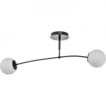 Lámpara de techo EMIBIG LIGHTING Pregos 2, 2 luces, negro con pantallas de cristal blanco, E14