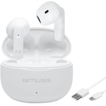 Auriculares Bluetooth Muse M-270 TWS True Wireless Blanco con 16 horas de reproducción y micrófono
