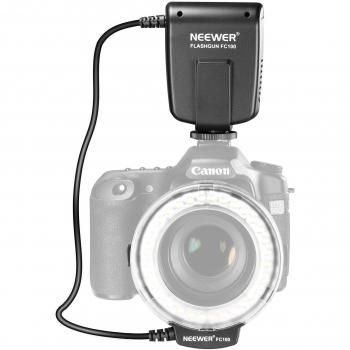 Neewer FC100 - Flash macro/anular para  cámaras SLR Canon, Nikon,Olympus, Pentax de lente de 52, 55, 58, 62, 67, 72, 77mm y Canon digital EOS Rebel T1i