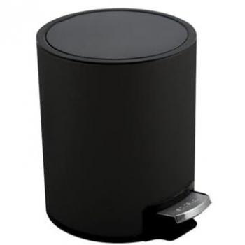 Papelera de pedal de acero inoxidable 3L negro mate con cierre suave y recubrimiento anti-huellas Riku Spirella