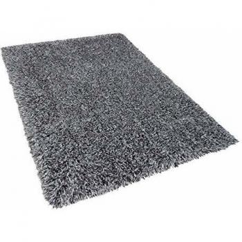 Alfombra Shaggy Rectangular 200 x 300 cm de Poliéster en Negro y Blanco Cide