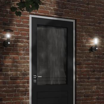 Aplique de exterior con sensor de acero inoxidable negro y plateado vidaXL