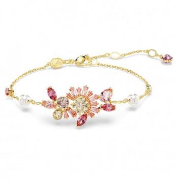 Swarovski Gema Women's Gold-Plated Bracelet with Pink Crystals - One Size