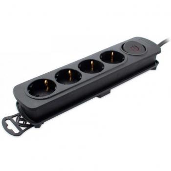 Regleta TM Electron 4 Tomas con Protección Negro