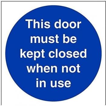 VSafety This Door To Be Kept Closed When Not In Use - Cartel cuadrado de 150 mm x 150 mm, plástico rígido de 1 mm