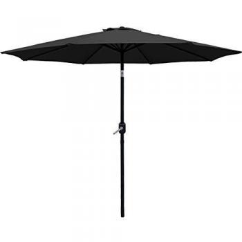 AXT SHADE Sombrilla Parasol 270CM Sombrilla Jardin，Sombrillas Terraza para Jardín，con 8 Varillas, Impermeable, inclinable con manivela para Patio/Playa/Piscina-Gris Oscuro