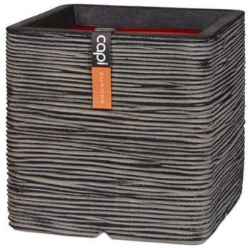 Capi Maceta Cuadrada Nature Rib 50x50 cm Color Negro, Marfil, Antracita - Uso en Interiores y Exteriores