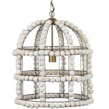 Adda Home - Lámpara de Techo Metal Madera 46x46x50 cm Iluminación Versátil Blanco/Dorado