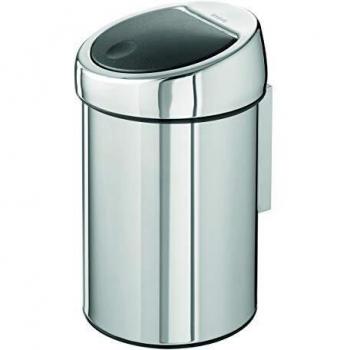 Brabantia Touch Bin - Cubo de Basura, 3 litros, Cubo Interior de plástico extraíble, Acero Brillante