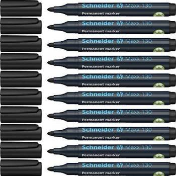 Marcador Permanente Schneider Maxx 130 Recargable Punta Redonda Negro - Pack de 10 unidades