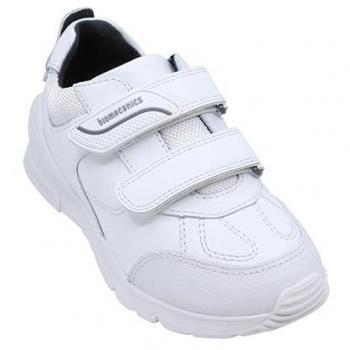 Zapatillas Colegiales Biomecanics 211103 | Piel Auténtica | Transpirables | Doble Cierre Adherente | Deportivas de Niño | Color Blanco | Talla 29