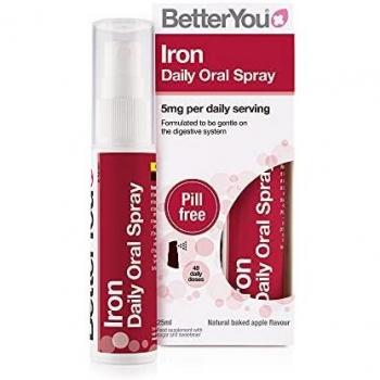 BetterYou Iron Daily Oral Spray | Iron Supplement and Immune System Support | Delivers 5mg of Highly Absorbable Iron Per Dose| 25ml | 48 Daily Doses | Natural Baked Apple Flavour