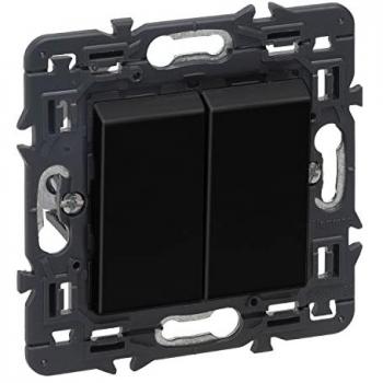 Conmutador eléctrico doble 9x9x3.8cm empotrable ABS negro Valena Next Legrand
