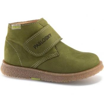 Botas de niño Pablosky de piel verde 506886 con cierre adherente