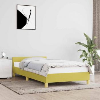 Estructura de cama con cabecero de tela verde 90x200 cm sin colchón