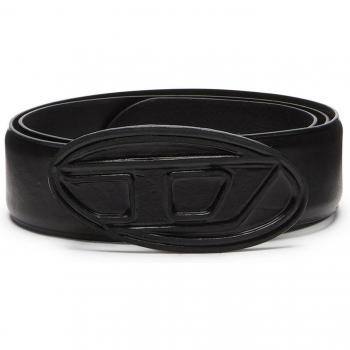 Diesel Men's Black Leather Belt with Metal Buckle - Size 100 CM