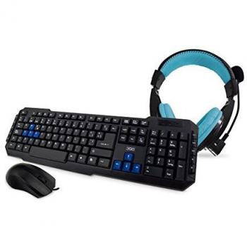 Conjunto Gaming 3GO Combodrileh: Teclado USB, Ratón Óptico 1000DPI y Auriculares con Micrófono