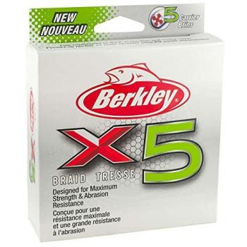 Línea de pesca Berkley X5 Trenzado 150 M Verde, Sedales de Pesca Unisex Adulto, Low-Vis Verde, 7.6kg | 165yd | 150m