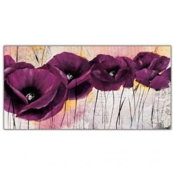 Panel Decorativo de Flores Listo para Colgar - Pavot Violet II - 100x50 cm