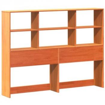 Cabecero de cama almacenaje madera maciza pino marrón 135 cm