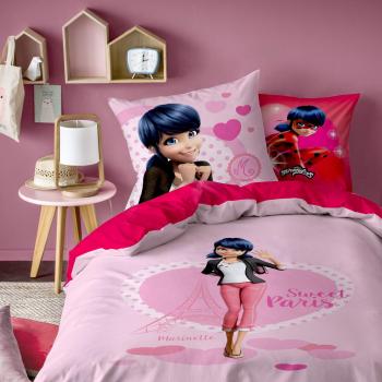 MIRACULOUS Ladybug Heroine PARURE, 100% algodón, rosa, 140 x 200 + 63 x 63 cm, talla francesa