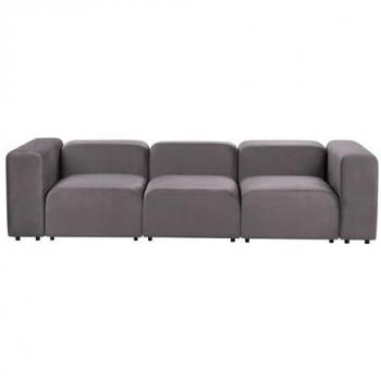 Sofá modular moderno de 3 plazas con tapicería de terciopelo gris oscuro Falsterbo