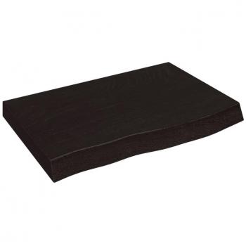 Estantería de Madera de Roble Macizo Tratado en Color Marrón Oscuro, Dimensiones 60x40x(2-6) cm