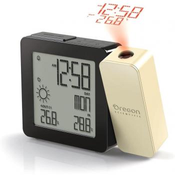 Oregon Scientific BAR-368-P Reloj Proyector con Estación Meteo Classic, Negro y Crema, 12.8x9.1x2.6 cm