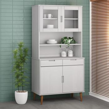 Aparador MOLDE Blanco 90x35x100 cm Madera maciza de pino